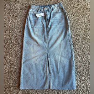 Dana Front Slit Denim Midi Skirt